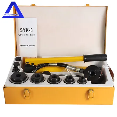 10 Ton 1/2  To 2  Hydraulic Knockout Punch Driver Tool Kit With 6 Dies • $72.73