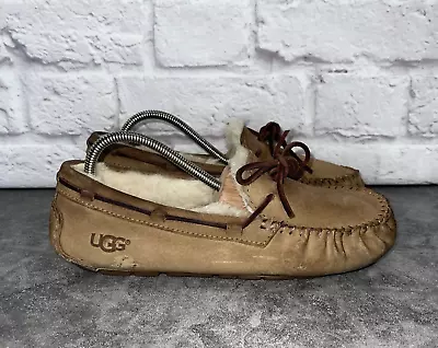 UGG Women's Dakota 5612 Chestnut Wool Lined Moccasin Suede Slippers Size 7 • $33.99