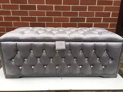 Handmade Upholstered Plush Velvet Footstool Ottoman Storage Box Gas Lift & Feet • £200