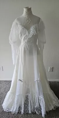 Vintage 70s Alfred Angelo Wedding Dress Labeled 12 Seems Size S/M Read Descript • $99
