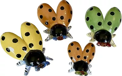 Vintage Ceramic Porcelain Lady Bug Figurine Lot Of 4 Hand Painted Made In Itsly • $35.24