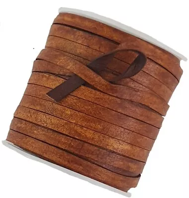 £3.50 • Buy Distressed Light Brown Flat Leather Cord 5 Mm Wide X 1.0 Mm Thick