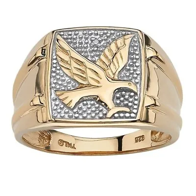 18K GOLD EP ROUND CUT MENS EAGLE DRESS RING Size 7 - 13 You Choose  • $15.44