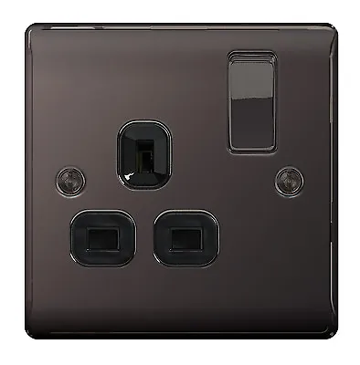 £9.99 • Buy BG Nexus Metal NBN21B - BLACK NICKEL Chrome Single Plug Socket 1 Gang 13 Amp