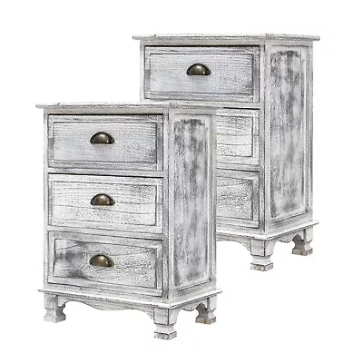 La Bella 2X Bedside Table 3 Drawer Vintage Side Table Storage Cabinet Bedroom • $139