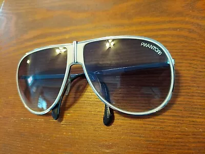 VINTAGE SILHOUETTE PHANTOM AVIATOR SUNGLASSES Silver FRAMES-LENS-8505/15-130 • $80