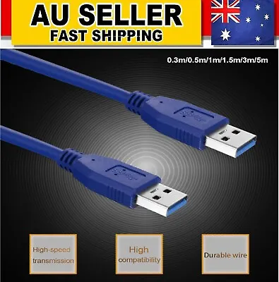 $7.99 • Buy USB 3.0 Male To Male Super Speed Extension Data Cable Cord For Laptop PC Speaker
