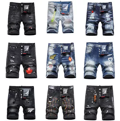 £31.19 • Buy Men's Denim Shorts Jeans Short Slim Scuffed Holesmulti-craft Denim New