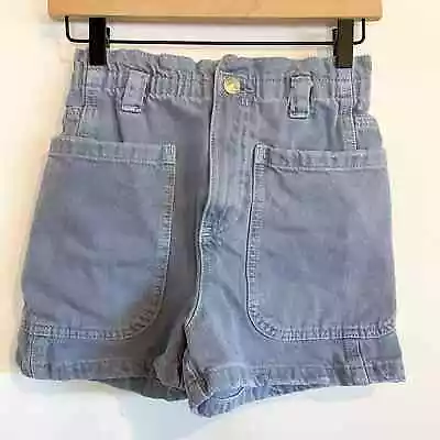 ZARA Paperbag High Waist Denim Shorts 2  Inseam Womens Sz 32 • $15