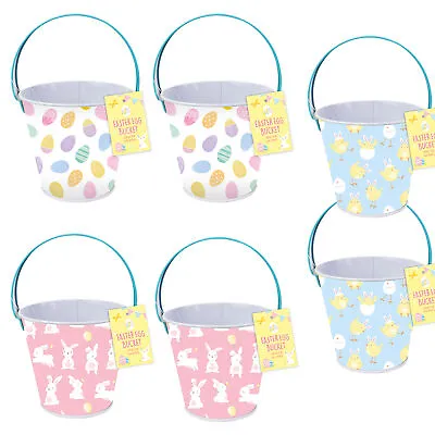 Easter Baskets Buckets Egg Hunt Accessories - Set Of 2 Mini Metal Buckets • £5.66