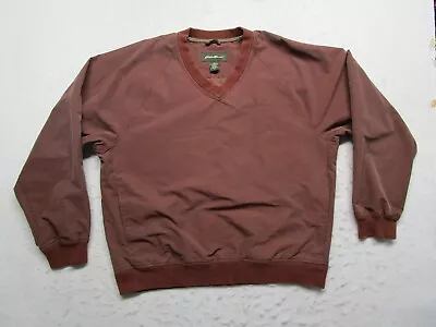 Eddie Bauer Windbreaker Mens M Medium Red V Neck Stretch Pockets Sweatshirt • $8.39