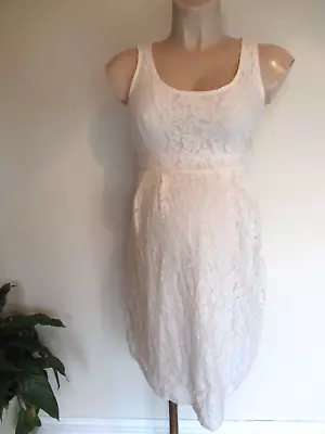 Mamalicious Maternity White Lace Sleeveless Party Dress Size S 8-10 • £8.50