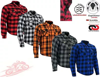 Mens Lumberjack Kevlar Lined Ce Protect Armour Motorbike Motorcycle Check Shirt • $55.98