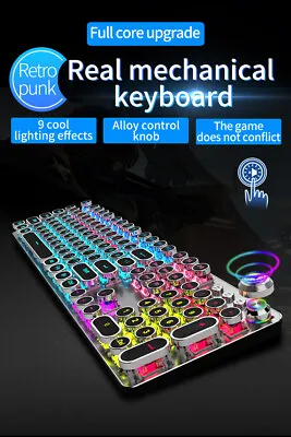 Steampunk Backlit Wired Gaming Mechanical Keyboards Ergonomic 104 Key RGB  • $50.98