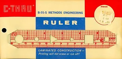 1960 NOS C-THRU B-55-Sr Ruler Drafting Unused W/ Backer Draw Student IIT Indiana • $19.50