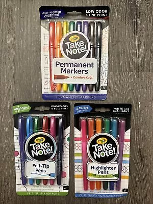 NEW Crayola Take Note! Permanent Marker Highlighter Pens Felt Tip Pens • £19.30