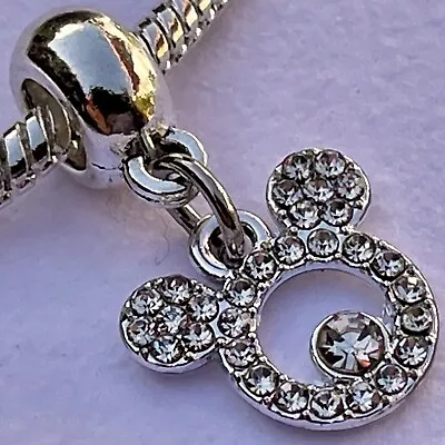 Disney Inspired MICKEY MOUSE European Bracelet Charm CRYSTAL BLING Pendant Bead • $4.99