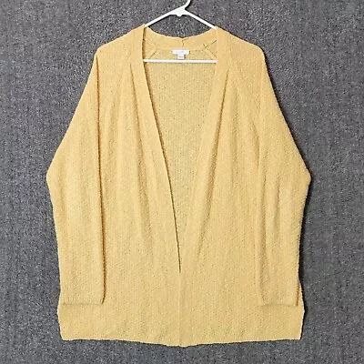 J Jill Sweater Womens Medium Yellow Long Sleeve Open Front Lightweight Cardigan • $16.94