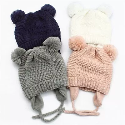 Winter Ear Warm Headwraps Knitted Hat Beanie Baby Girl Hat Baby Bonnet Muts • $18.35