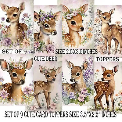 Card Toppers For Card Making Cute Baby Deers Scrapbooking Tags Card Craft • £2.99