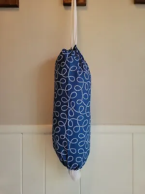 Nautical Grocery Bag  Holder Coastal Rope Design Blue And White  • £9.49