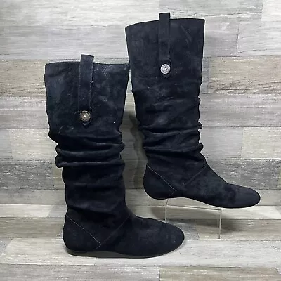 UGG Highkoo Boot Women’s 9 Black Suede Leather Slouch Flat • $39.99