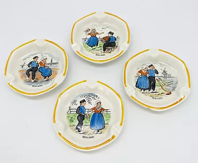 MCM Societe Ceramique Maastricht Holland Dutch Ashtray Set Of 4 Dutch Boy Girl • $24.99