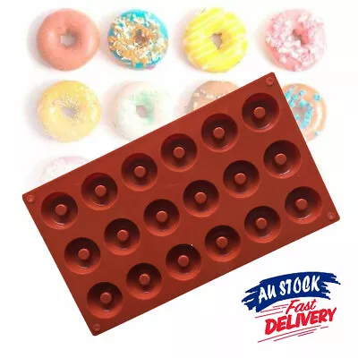 18 Cavity Silicone Baking Mould Doughnut  Cookie Cake Chocolate Tray Mold Nov2 • $10.29