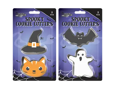 Halloween Spooky Cookie Cutter 2 PACK Cat & Hat/Bat & Ghost Cake Baking Tools • £2.49