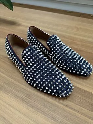 Christian Louboutin Dandelion Spikes Smoking Slippers Denim 42 Men’s • $450