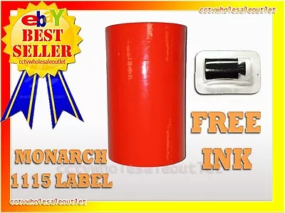 IFLUORESCENT RED LABEL FOR MONARCH 1115 PRICING GUN 1 SLEEVE=10ROLLS • $26.50