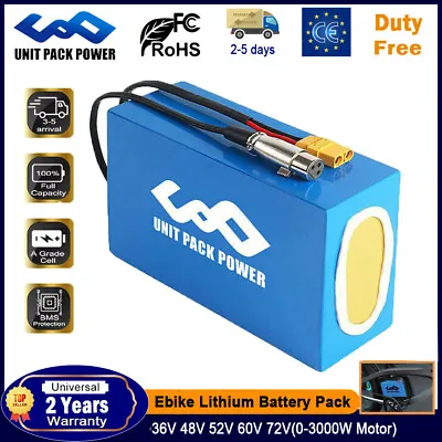 72V 40Ah E-bike Battery 48V 52V 60V 25Ah 20AH Lithium-ion Pack For 0~5000W Motor • £309