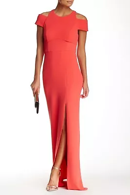 ABS By Allen Schwartz Cold Shoulder Side Slit Maxi Gown (size 14) • $69.99