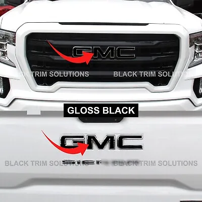 For 2022 2023 2024 Gmc Sierra 1500 Gloss Black Overlay DECAL X2 For Emblem • $18.95