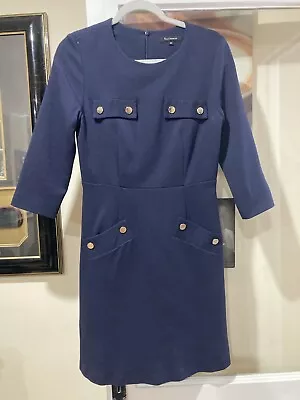 Tara Jarmon Designer Fully Lined Blue Dress Size EUR 38 UK 10 • £2
