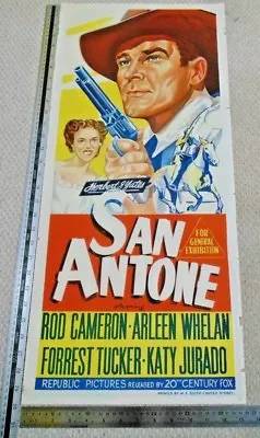 £85 • Buy SAN ANTONE ORIGINAL 1953 CINEMA DAYBILL MOVIE POSTER Rod Cameron WESTERN 13 X 30