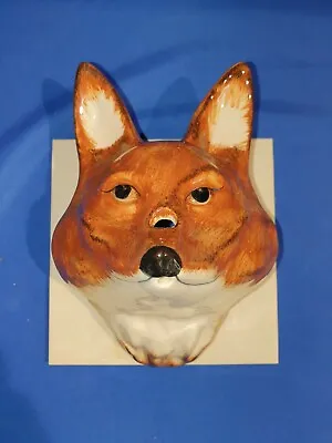 Babbacombe Pottery FOX Late 20th C String And Scissors Holder Stuck To Tile • £45