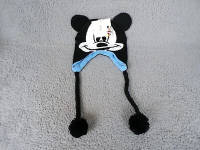 Mickey Mouse Beanie Hat Cap Mens Black Knit Laplander Ears Face Pom A1 • $19.99