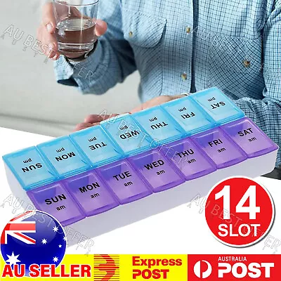 14Slot 7Day Pill Box Dispenser Medicine AM/PM Medication Organiser Week Case AUS • $9.99