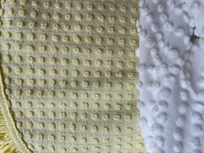 Bright Yellow Morgan Jones Popcorn Pattern Vint Chenille Bedspread 92 X 1O4 NU • $62.99