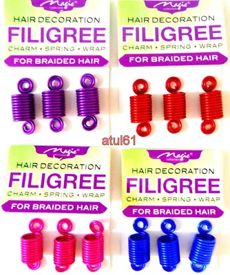 Filigree Metal Hair Braid Dreadlock Beads Cuff Clips Braid Spiral Jewellery NEW • £1.99
