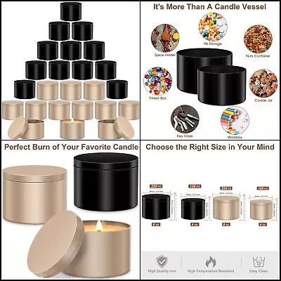 Candle Empty Jars Tins Making Bulk Lids Oz Diy Storage Pack 24 Glass Jar 24-pack • $35.78