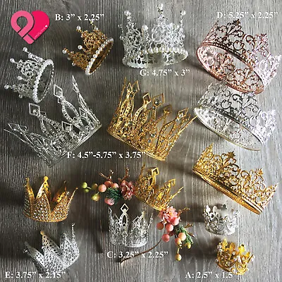 Crown Cake Topper Queen Princess Wedding Party Rose Gold Silver Pearl Rhinestone • $8.99