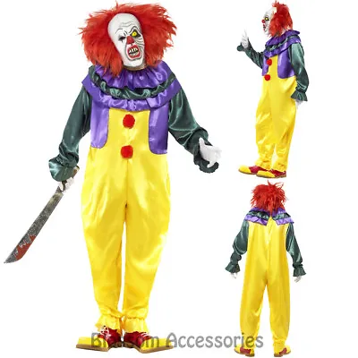 CL921 Horror Killer Clown Scary Circus Costume Mens Halloween Pennywise + Mask • $75.15