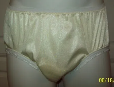 Light Yellow Nylon Tricot 6  SLEEVE PANTY Ruffle  24-38  Waist * Sides 6  MEN ** • $32.99