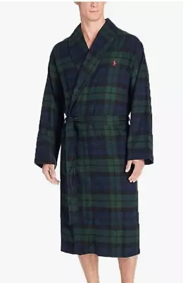 Polo Ralph Lauren Men's Cotton COTTON Flannel Robe BLACKWATCH TARTAN SMALL/MED • $68.99