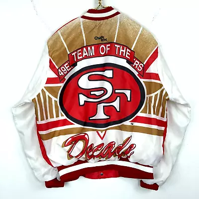 Vintage San Francisco 49ers Chalk Line Fanimation Jacket Large Red Nfl • $127.49