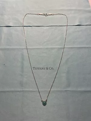 Tiffany & Co Color By The Yard Green Jade Pendant Elsa Peretti 16 In .925 • $179