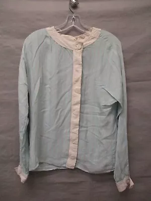 Gucci Shirt Womens Small Blue Pin Stripes Blouse Top Ladies Casual Button Up VTG • $109.98