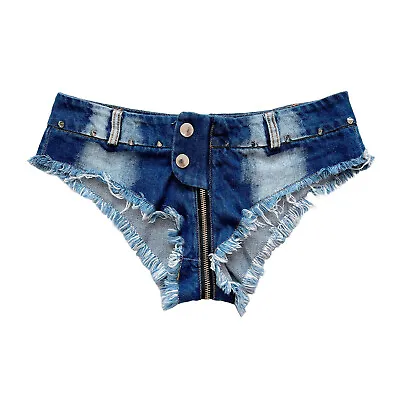 Women Mini Denim Shorts Low Rise Waist Sexy Micro Jean Short Hot Pants Nightclub • $16.36